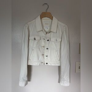 PAIGE Cream Cropped Jean Jacket Size XS